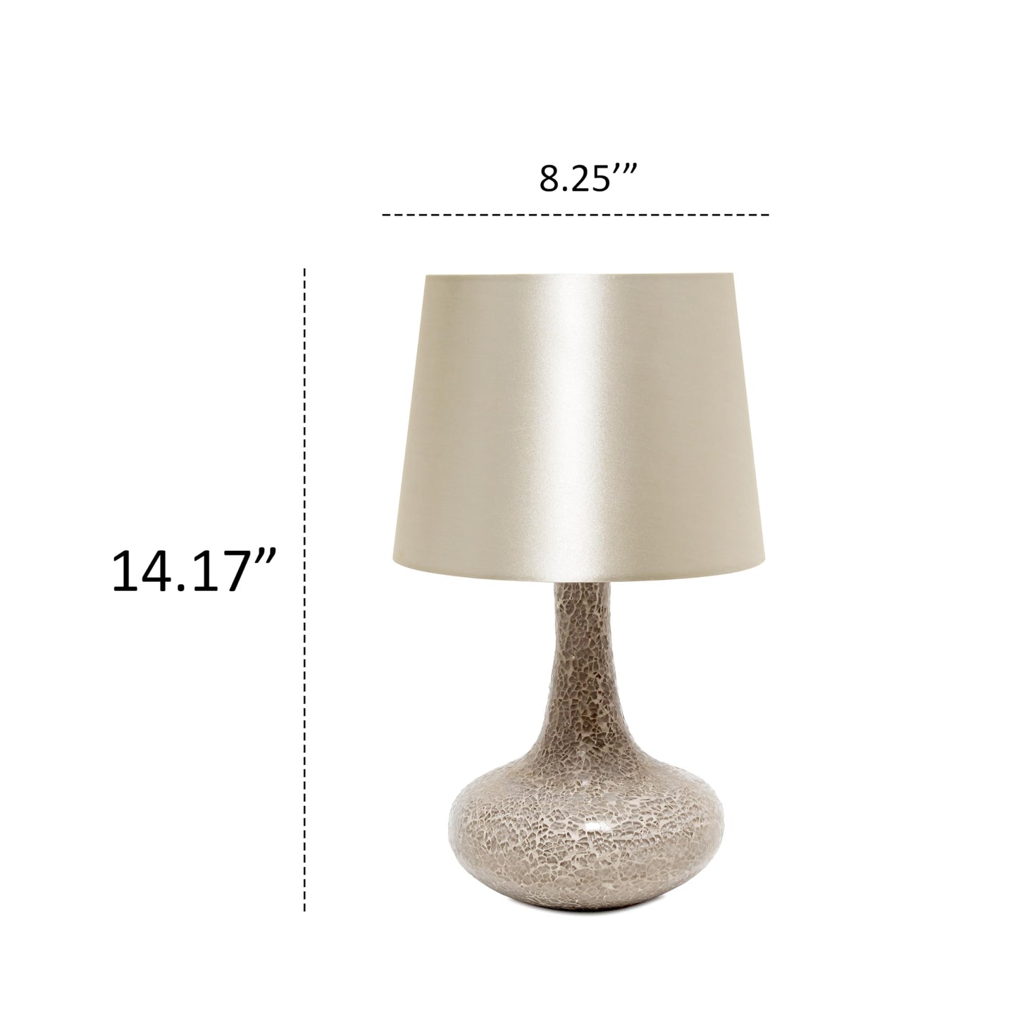 Simple Designs LT3039-CHA-LB 14.17" Mosaic Tiled Glass Genie Table Lamp with LED Bulb, Champagne