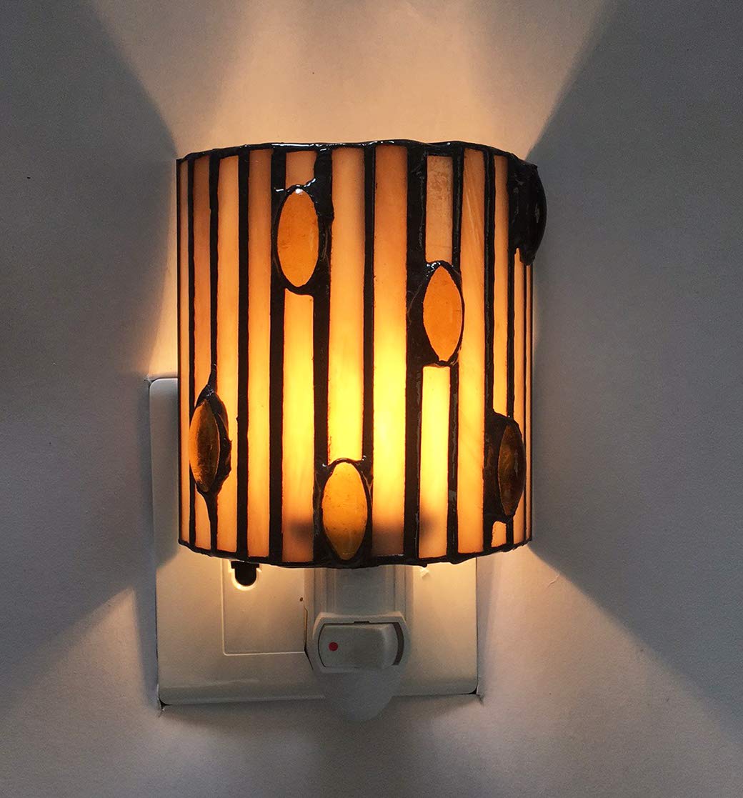 Tiffany Glass Night Light, HMJ7004, Stained Glass Bedroom Study Night Light, Size: 5"*5"*6"
