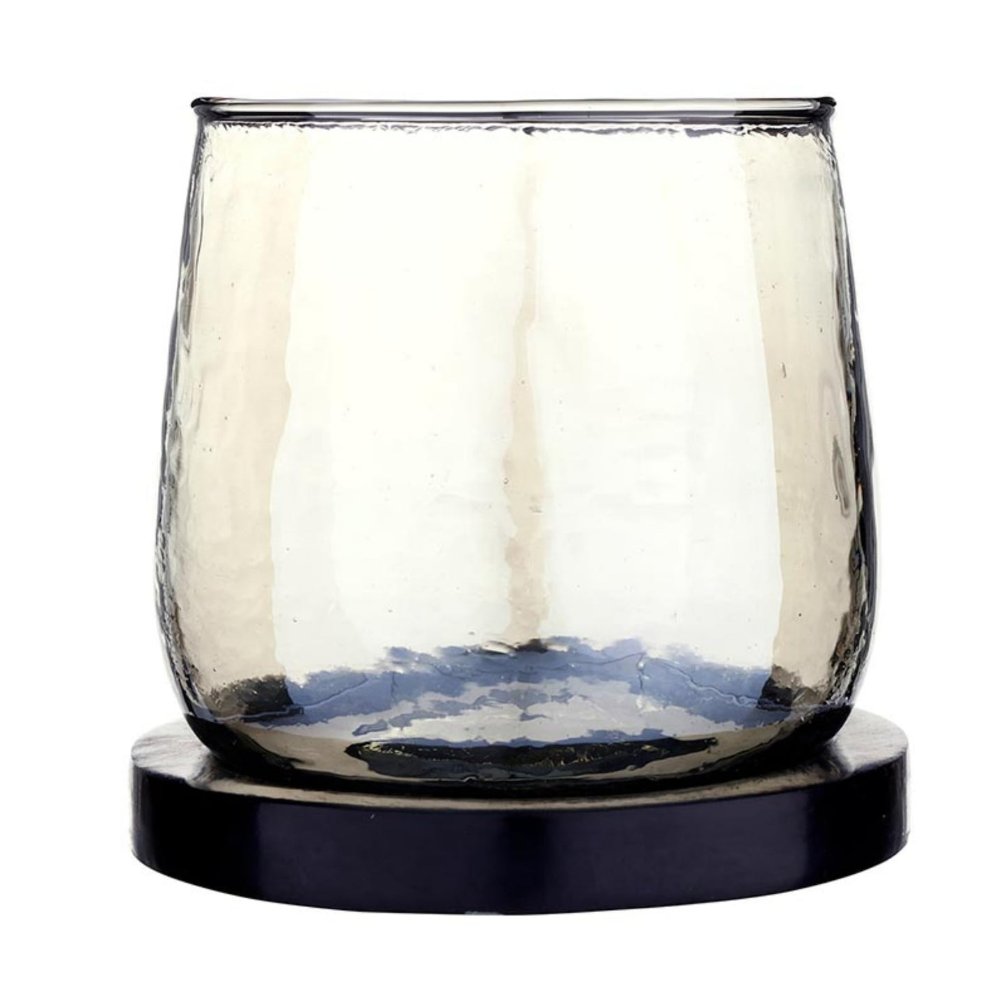 47th & Main Smoky Glass and Marble Candle Holder Eclipse Hurricane Decorative Candle Holder for Dining Table Centerpiece, Small, Smoky