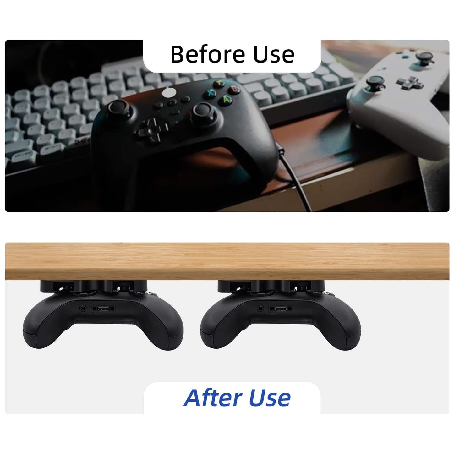 Mcbazel Under Desk Mount for Xbox Series X/S, Xbox One X/S, Xbox One, Xbox 360, Switch Pro Controller, Table Stand Holder Compatible with Xbox and Switch Pro Controller - Black
