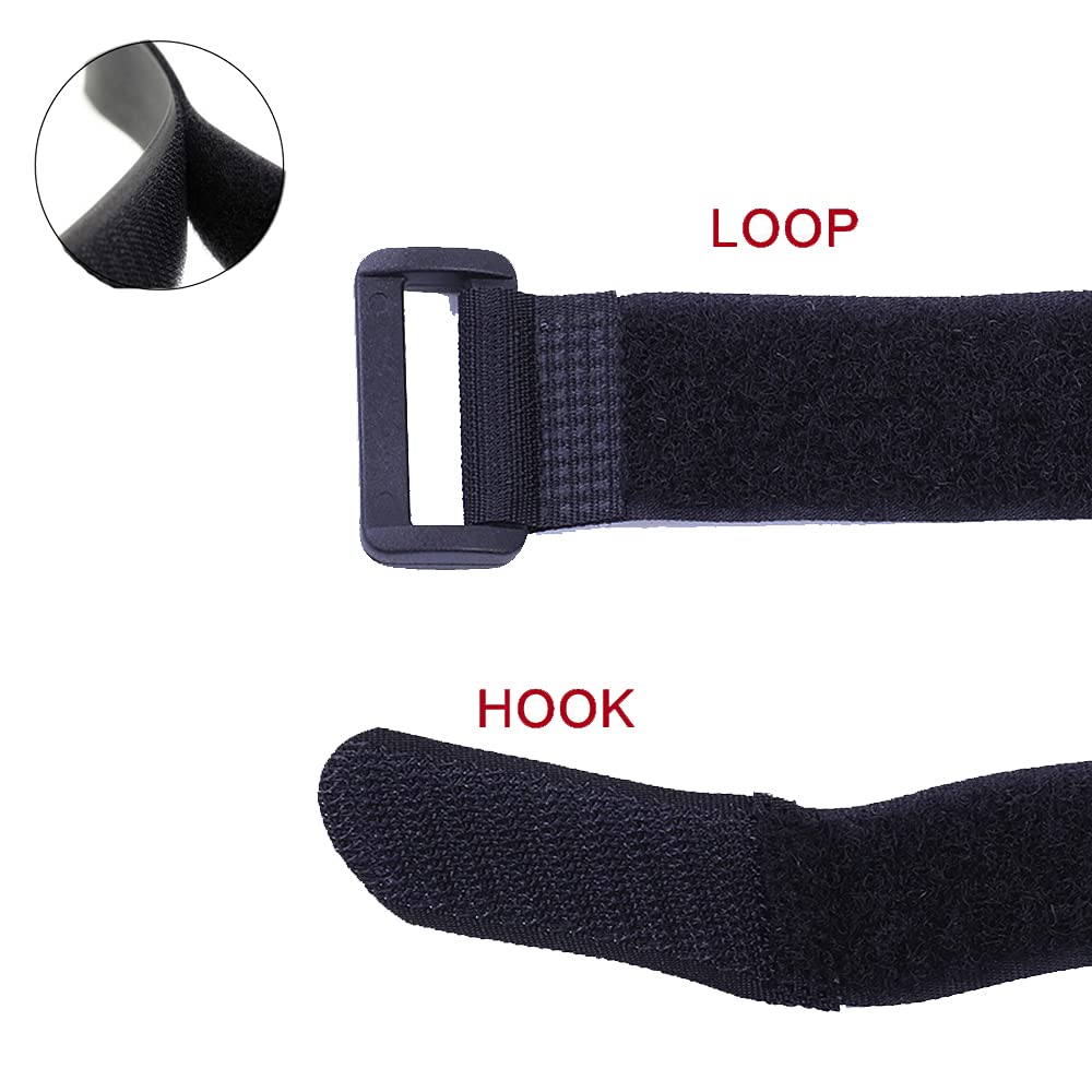 HUAPX Fastening Nylon Strap with Buckle,10Pack Reusable Self-Adhesive Hook and Loop Cable Securing Straps,Adjustable Cinch Straps for Cords Organized and Tidy(1" x 8")