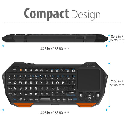 Fosmon Mini Bluetooth Keyboard (QWERTY Keypad), Wireless Portable with Touchpad, Compatible with Apple TV, Amazon Fire Stick, PS4, PS4 Pro, PS5, HTPC/IPTV, VR Glasses, Smartphones