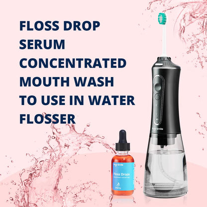Concentrated Floss Drop Serum – 2oz Concentrated Mouth Wash to Use in Water Flosser | Natural Essentials Promotes Good Breath | Organic Spearmint Drop Supports Good Oral Health