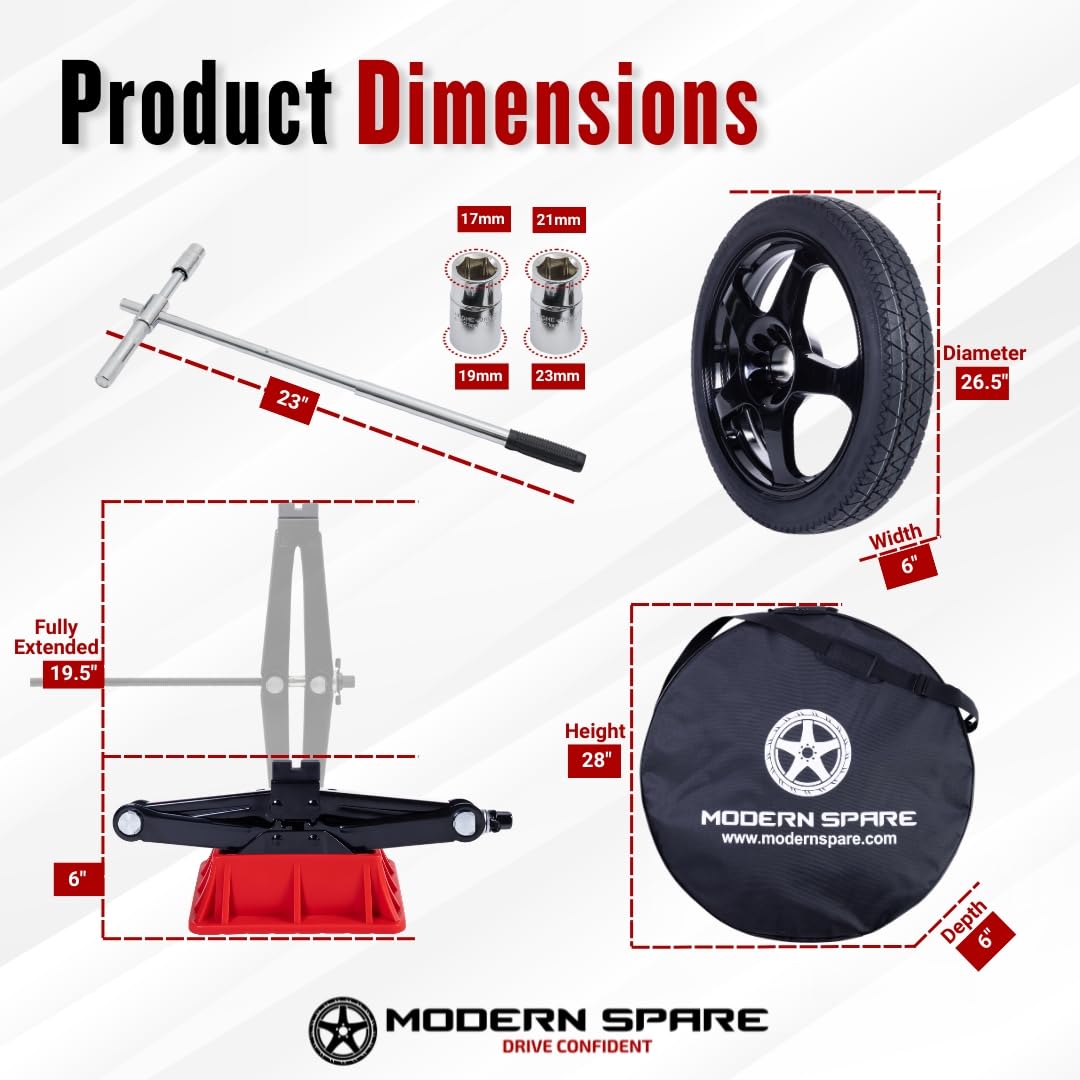 Modern Spare - Fits 2017-2026 Jeep Compass - Complete Compact Spare Tire Kit With Carrying Case