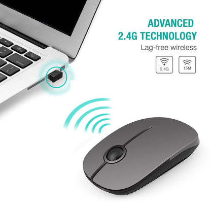 VssoPlor Wireless Mouse, 2.4G Slim Portable Computer Laptop Mouse with Nano Receiver Quiet Silent Optical Mice for Notebook, PC, Laptop, Computer-Black and Gold