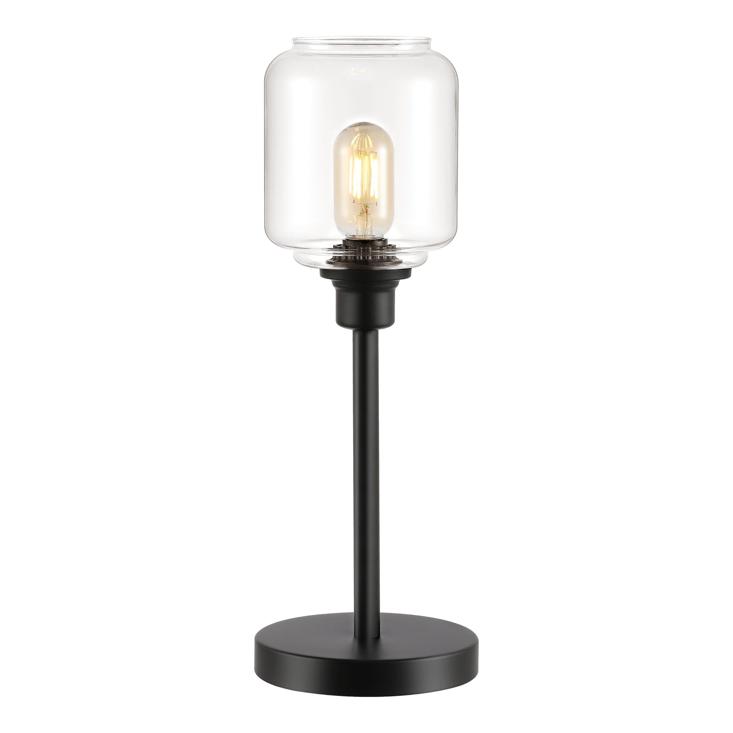 SAFAVIEH Lighting Collection Seyi Black/Clear Glass Shade 19-inch Table Lamp, Ideal for Living Room, Bedroom, Nightstand, Home Office, Dorm (LED Bulb Included)