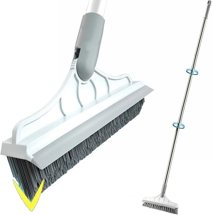 2 in 1 Cleaning Scrub Brush Grout Brush Scrapee 3 Poles 47.6'' Floor Scrub Brush