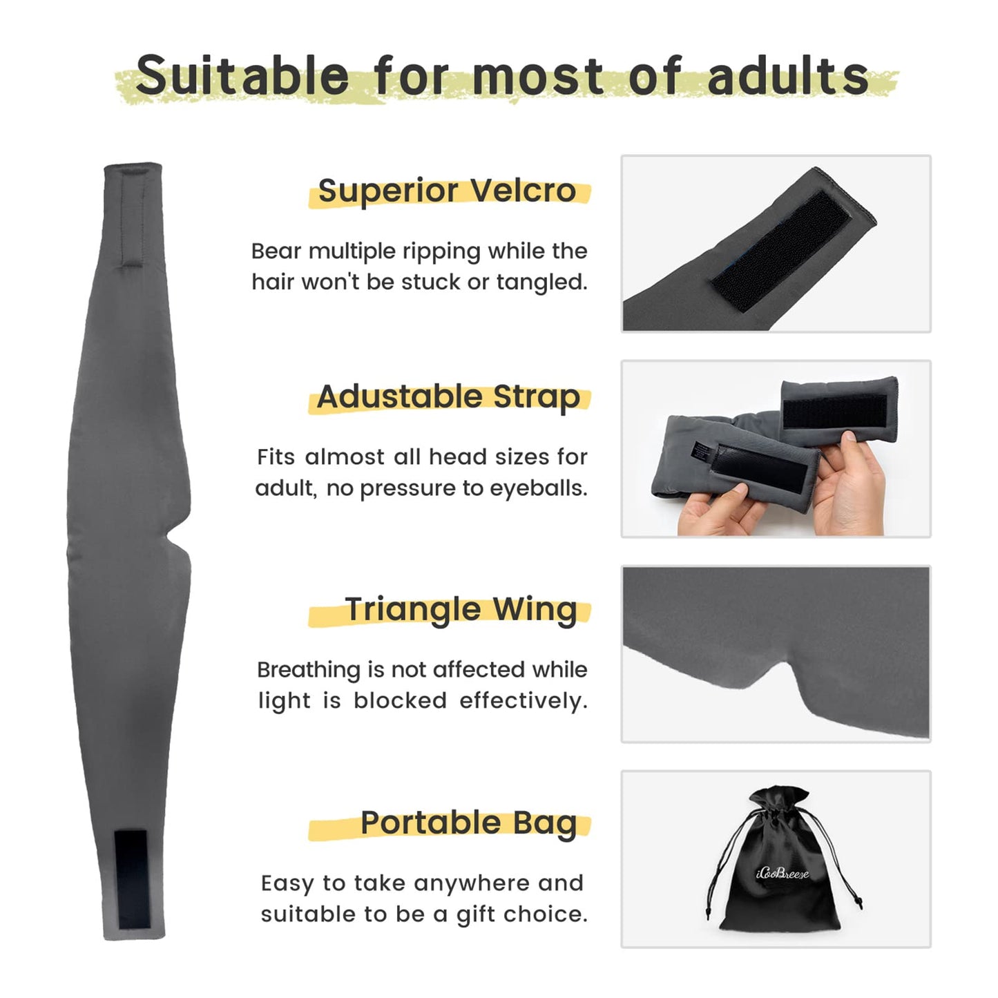 100% Handmade Bamboo Sleeping Eye Mask for Women for Men,Night Masks,Organic Sleep Mask,Blockout Eye Mask for Sleeping,Large Size Adjustable (Navy Blue)