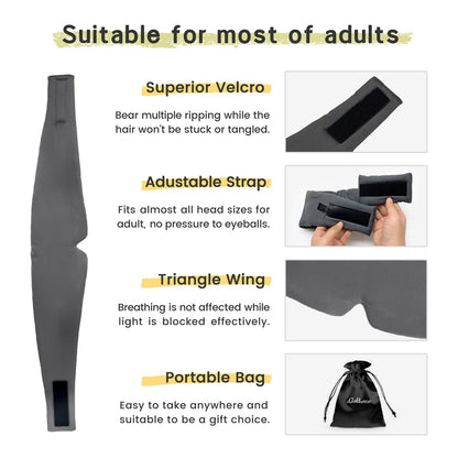 100% Handmade Bamboo Sleeping Eye Mask for Women for Men,Night Masks,Organic Sleep Mask,Blockout Eye Mask for Sleeping,Large Size Adjustable (Navy Blue)