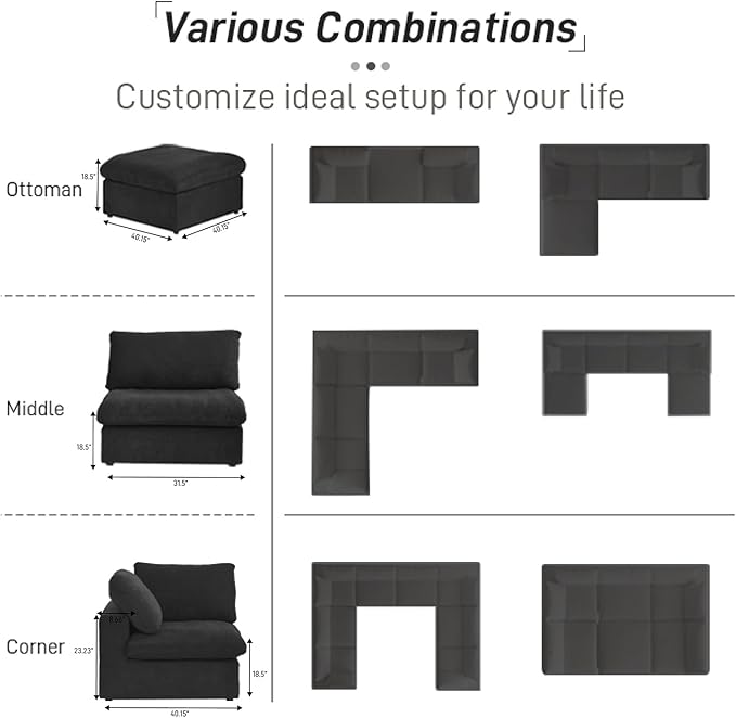 Cloud Modular Sectional Sofa Couch, 80.3" Convertible Couches Lovesofa