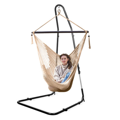 Bathonly Large Hammock Chair with Spreader Bar, Caribbean Hammock Swing Chair with Stand, XL Hammock Chair Outdoor Indoor, 330 LBS Weight Capacity