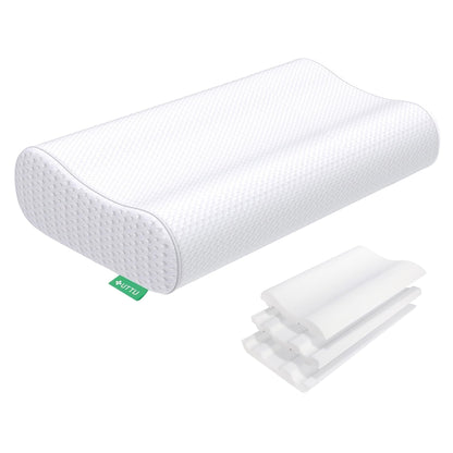UTTU Cervical Pillow for Neck Strain Relief, Memory Foam Neck Pillow for Sleeping, Adjustable Orthopedic Sandwich Pillow, Contour Cooling for Side Back Stomach Sleeper, Medium(23.6"×14"×5.2"/4.5")