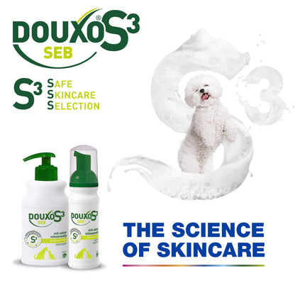 DOUXO S3 SEB Mousse, Dog & Cat Dandruff Solution, Soothing Leave-On Cat Mousse, Effective Mousse for Dog Dermatitis, Flaky & Oily Pet Skin, Hypoallergenic Fragrance, Dog Dandruff Mousse, 150ml