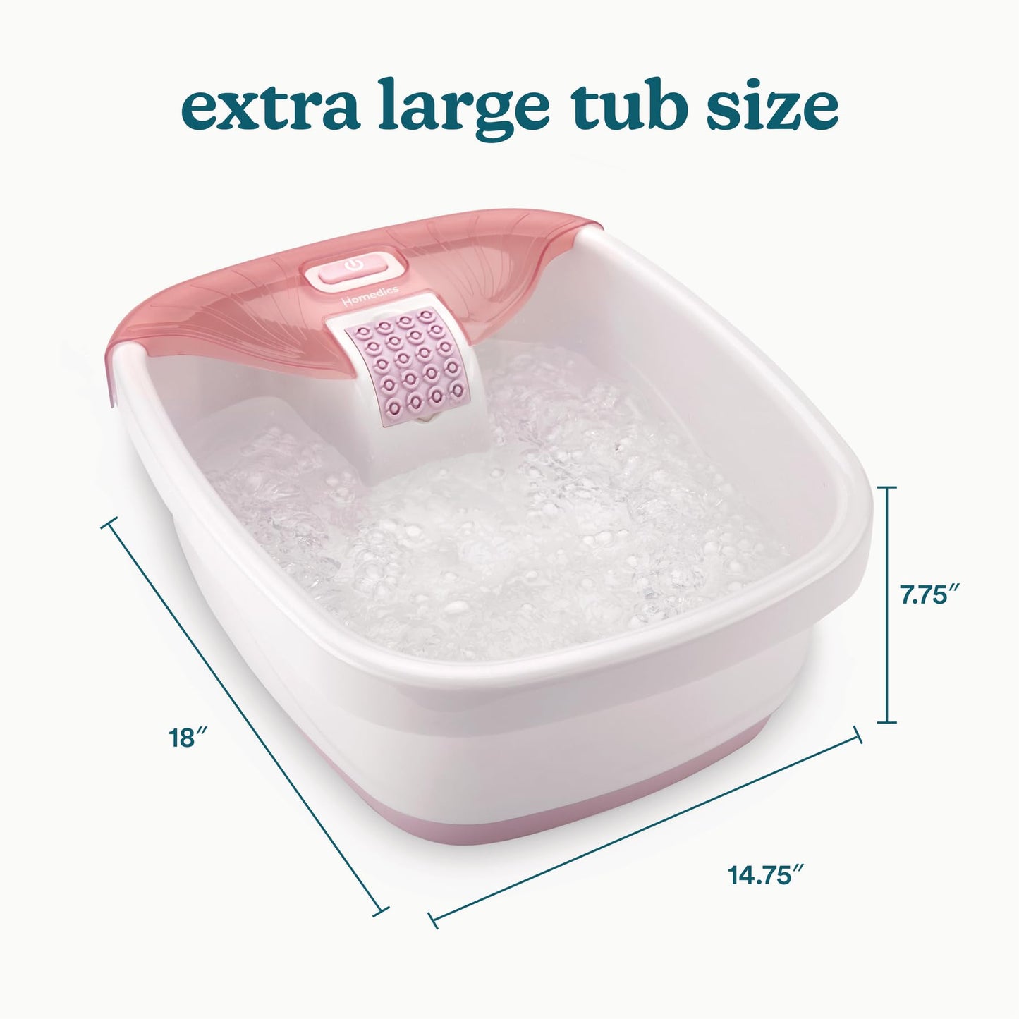 Homedics Bubble Bliss Deluxe Foot Spa with Heat Massaging Arch, 3 Acupressure Attachments, Splash Guard, Raised Nodes Creates Bubbles, Improves Circulation, Soothe Tired Muscles, Built-in Storage