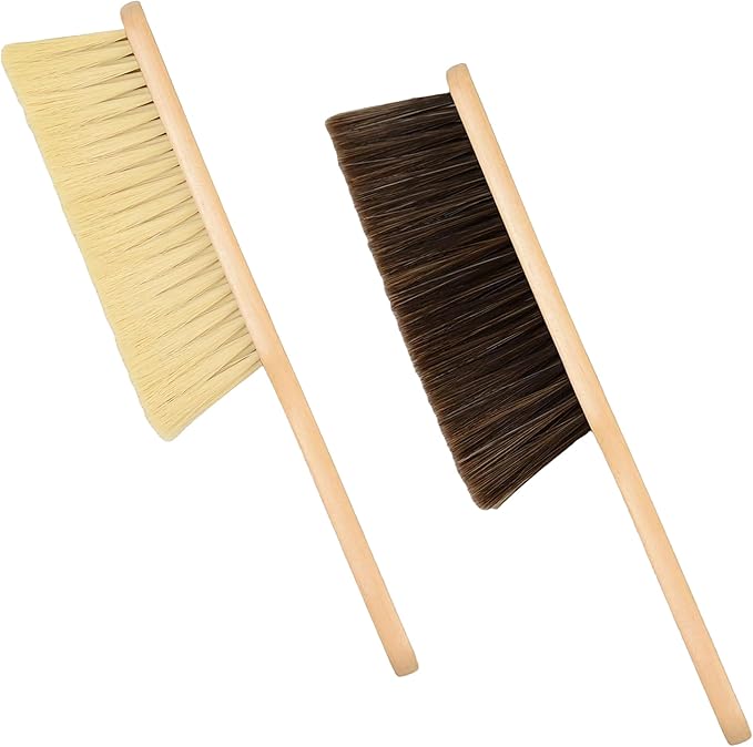 Wooden Bench Brush with Soft Bristles – 2 Pack Wide Table & Counter Dusting
