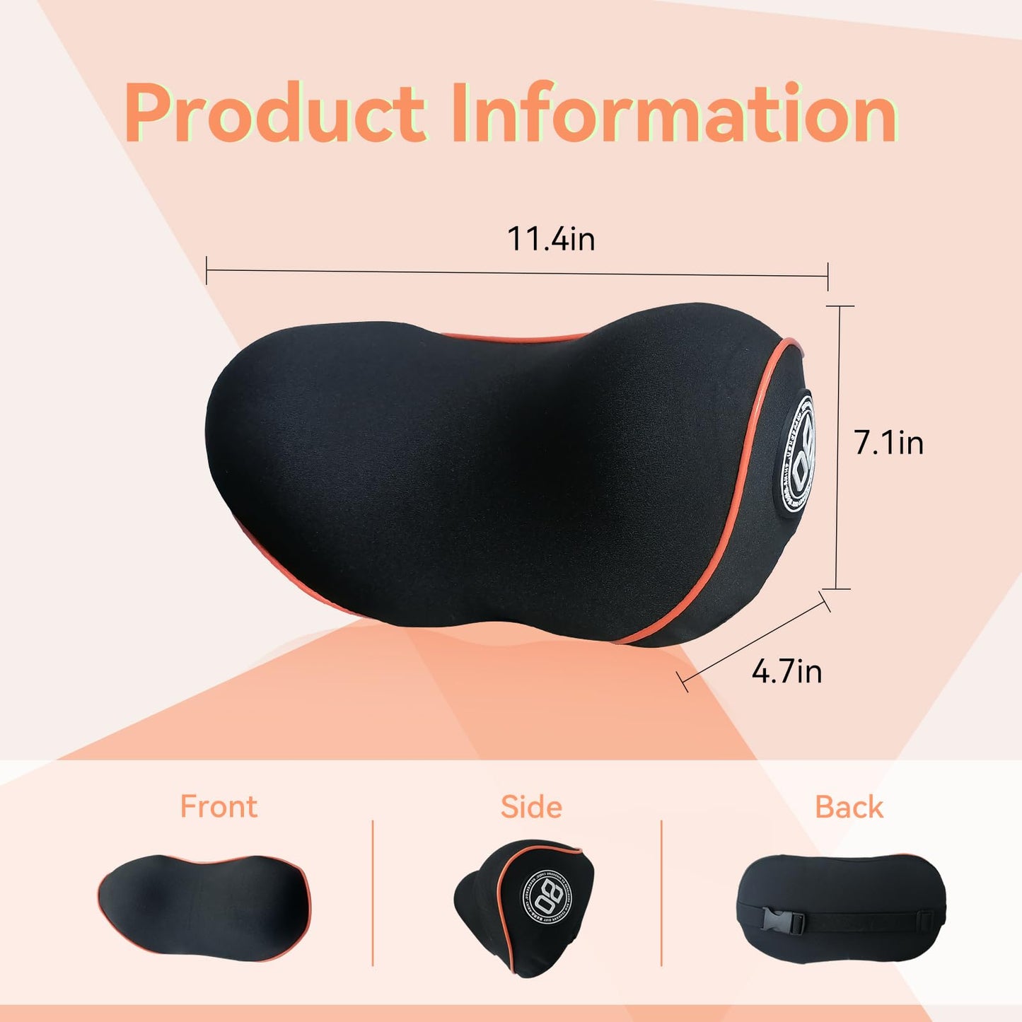 SPRFUFLY Make Relaxing Car Headrest Pillow, Car Pillow for Driving with Adjustable Strap, Breathable Removable Cover & Ergonomic Design - Softness Travel Car Neck Support Pillow(Black, 1PC)