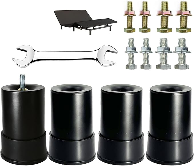 4 Inch Metal Adjustable Bed Base Frame Leg Replacement Heavy Duty Extra Height