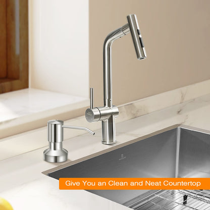 Sink Soap Dispenser for Kitchen Sink, Countertop Built in Sink Soap Dispenser with 47” Extension Tube kit, No Need to Fill The Little Bottle Again (Gray)