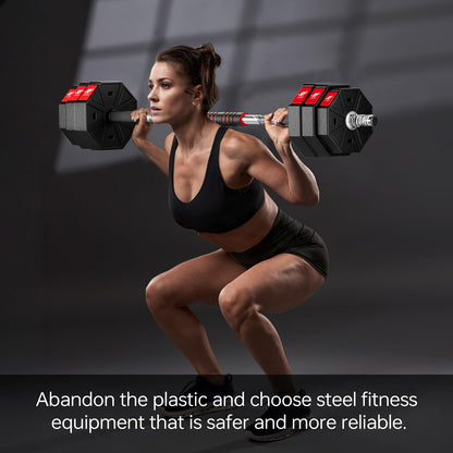 Adjustable Dumbbell Handle/Straight Barbell/Arm Blaster for 1" Cast Iron Weight Plates with Collars Loadable Dumbbells (Barbell Connector)