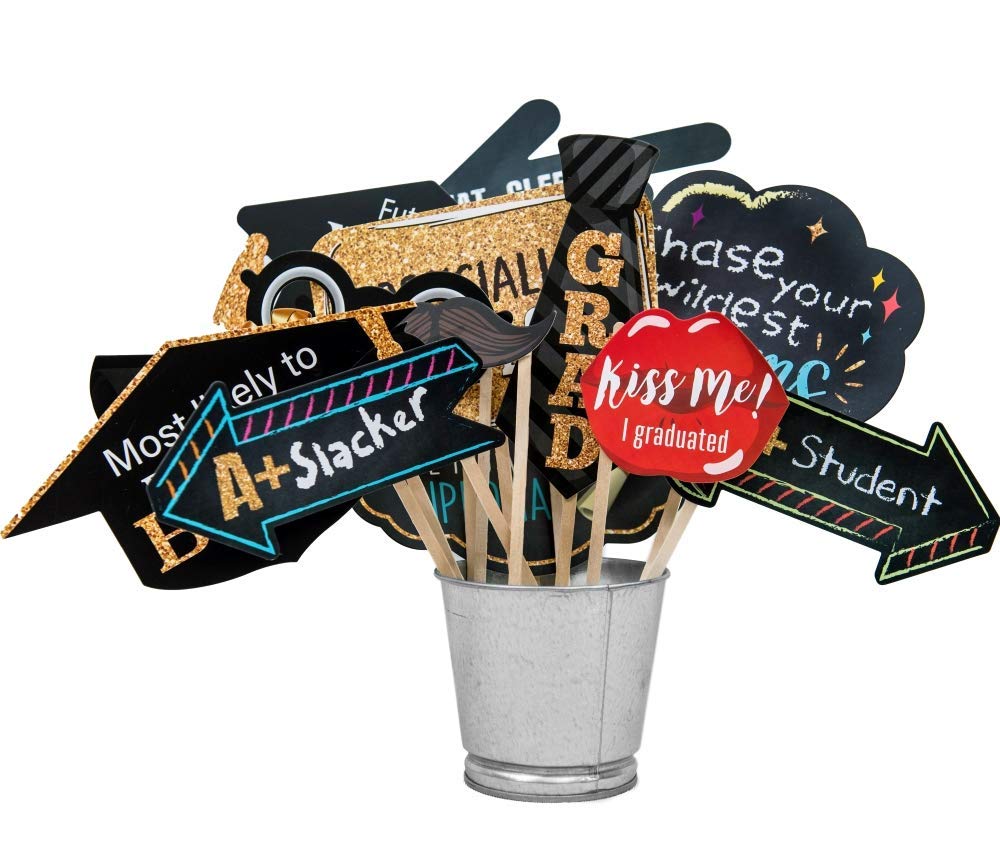 2025 Graduation Party Backdrop - Classy Black, White and Gold Theme Photography Fabric Backdrop and Studio Props DIY Kit. Great as Photo Booth Background Party Supplies and Prom Banner Decorations