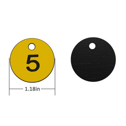 StayMax Plastic ID Number Tags Engraved Tags Key Tags Without Key Rings (1-50, Yellow)