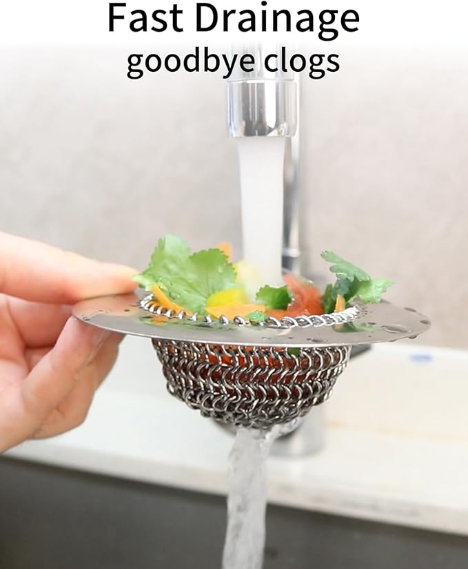 TRAPMATE 4 Pcs Kitchen Sink Drain Strainer, Stainless Steel Sink Strainer Basket
