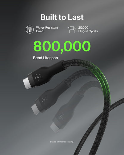 Belkin BoostCharge Pro Flex Braided USB-C to USB-A Cable (1M/3.3FT) USB-IF Certified Fast Charging Cable for iPhone 17, iPhone 17 Pro, iPad, Galaxy S25, Note, Pixel, Nintendo Switch 2 & More - Black
