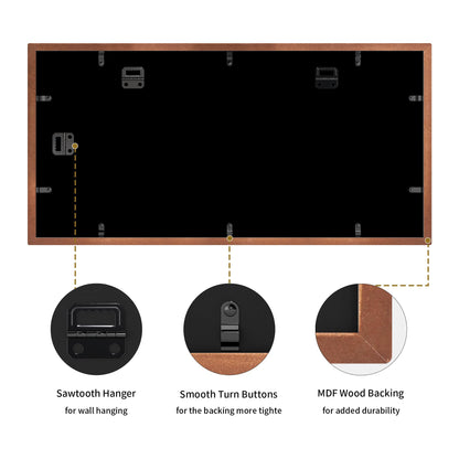 YESKAY 4x6 Picture Frame Collage for Wall Decor,Multiple Photo Collage Frames with Tempered Glass,8-Opening for 4 x 6 Picture Frames,Rustic Brown,1 Pack(OD:11.75X21in)