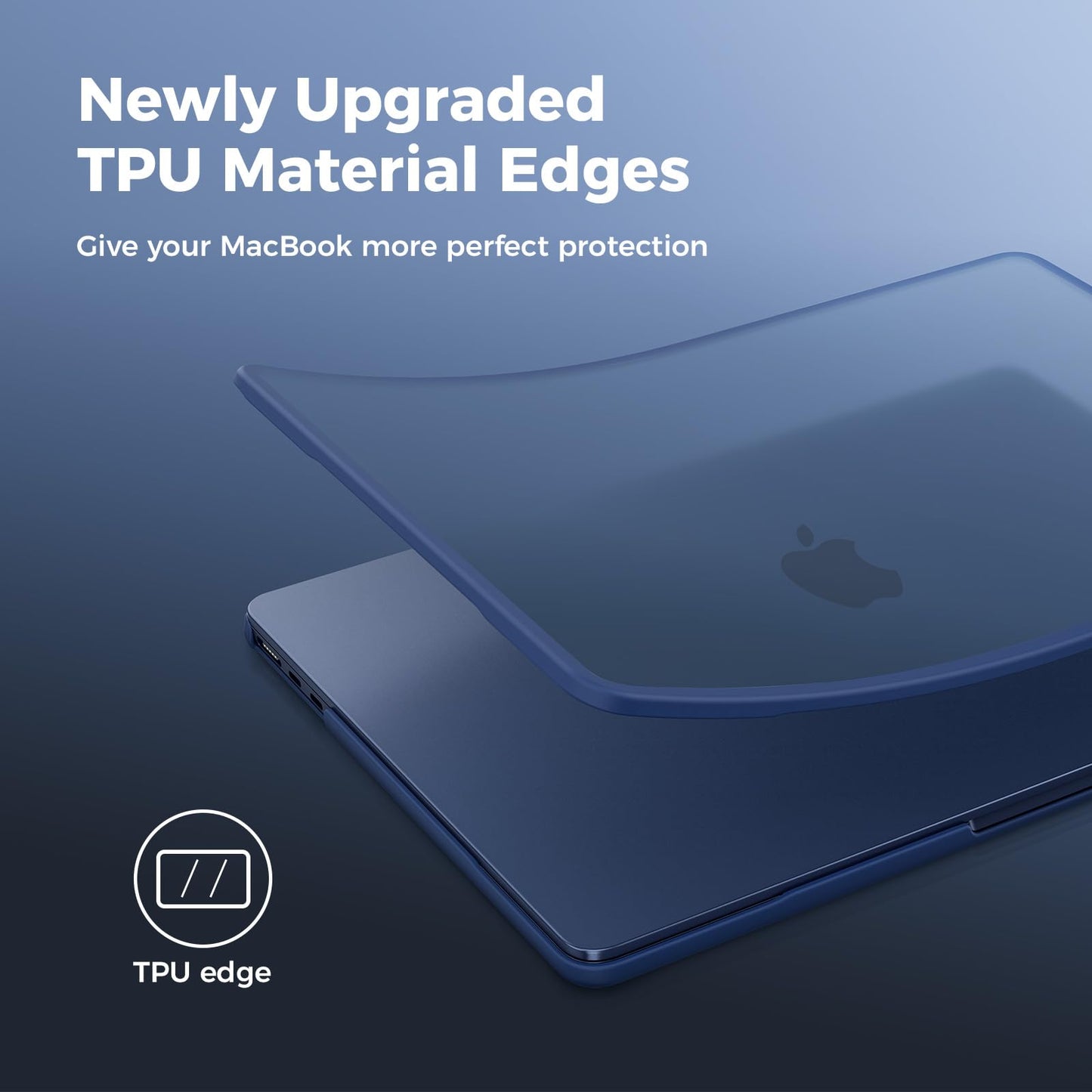 BlueSwan TPU Frame Case Compatible for MacBook Air 13 inch M4 M3 M2 2025 2024 2022 (A3240 A3113 A2681) Anti-rupture Anti-fingerprint Matte Hard Shell Cover Mac 13,6" - (Blue Edge) Frosted Midnight