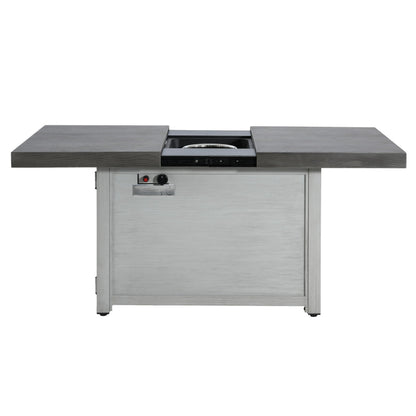 Christopher Knight Home Akali Extendable Outdoor Fire Pit Table with Lava Rocks and Protect Cover, Aluminium Alloy Tabletop Fire Pit with Steel Frame, Patio Fireplace Table, 50000 BTU, Dark Grey