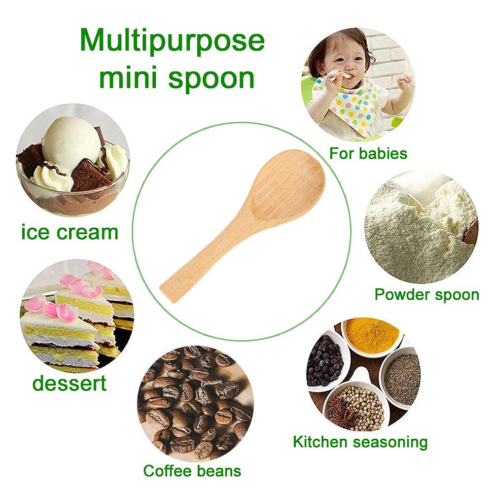 30 Pieces Small Wooden Spoons, Short Handle Mini Condiments Salt Spoons Nature Wooden Honey Teaspoon Coffee Tea Jam Mustard Ice Cream Milk Powder Spices (Natural Wood Color)