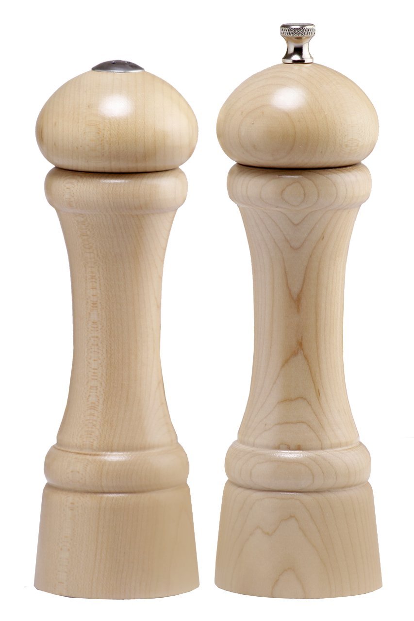 Chef Specialties 8 Inch Windsor Pepper Mill and Salt Shaker Set - Natural - Made in USA