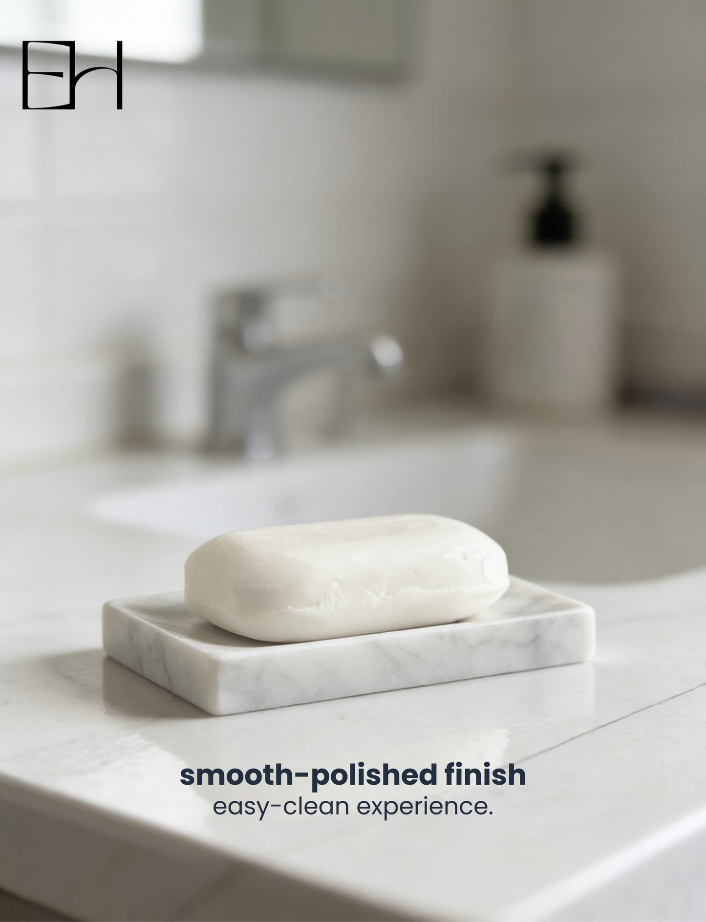 EXCHUES Natural Marble Soap Dish for Shower with Silicone Non-Slip Feet, Stone Drying Tray, Bar Soap Saver, Holder Container for Bathroom Decor Accessories(Carrara White, Rectangular)