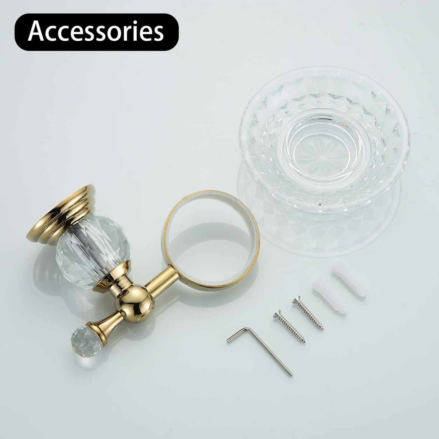 WOLIBEER Crystal Soap Dish Holder, Polished Gold Shower Soap Holder Stainless Steel Soap Saver Tray for Bathroom Wall Mounted