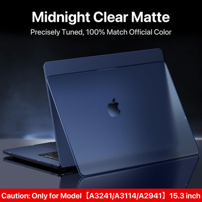 Compatible for MacBook Air 15 inch Case M4 2025 2024 2023 M3 M2 [100% Match Official Color] [Ultra Thin Armor] Protective Hard Shell Matte Cover for Laptop A3241 A3114 A2941 - Midnight Clear