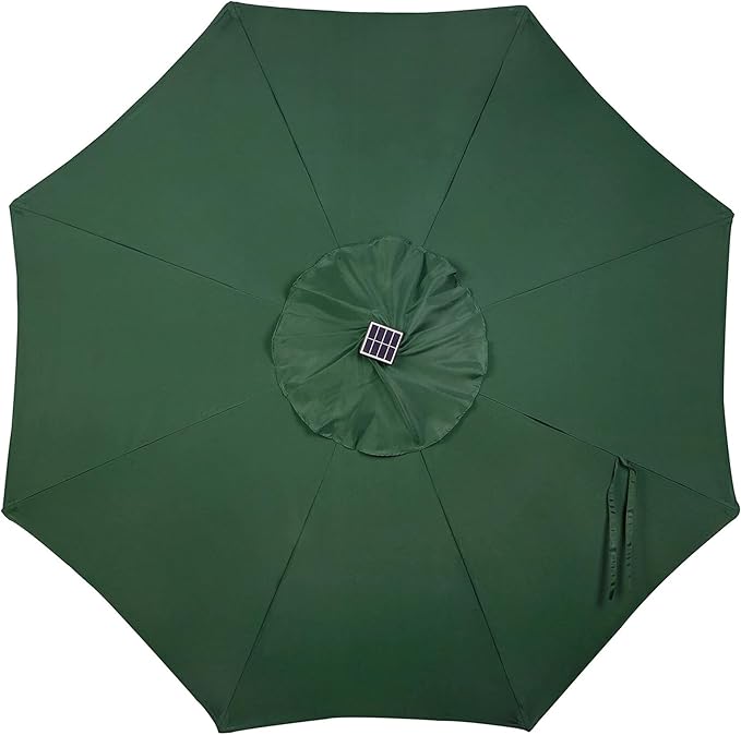 Blissun 9 ft Solar Umbrella, 32 LED Lighted Patio Umbrella, Table Market Umbrella, Outdoor Umbrella for Garden, Deck, Backyard, Pool and Beach (Dark Green)