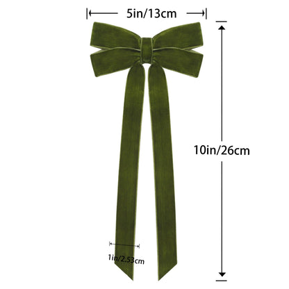 12Pcs Green Velvet Ribbon Bows Christmas Tree Decorations,5in x 10in St Patricks Day Ornaments for Tree Home Party Front Door Wreath Garland Holiday Decor