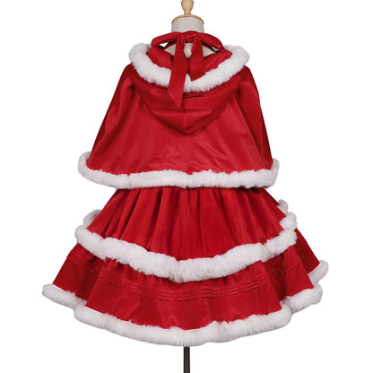 ZZEQYG Womens Christmas Dresses Santa Christmas Outfits Cute Lolita Dress(L,Suit-Red)