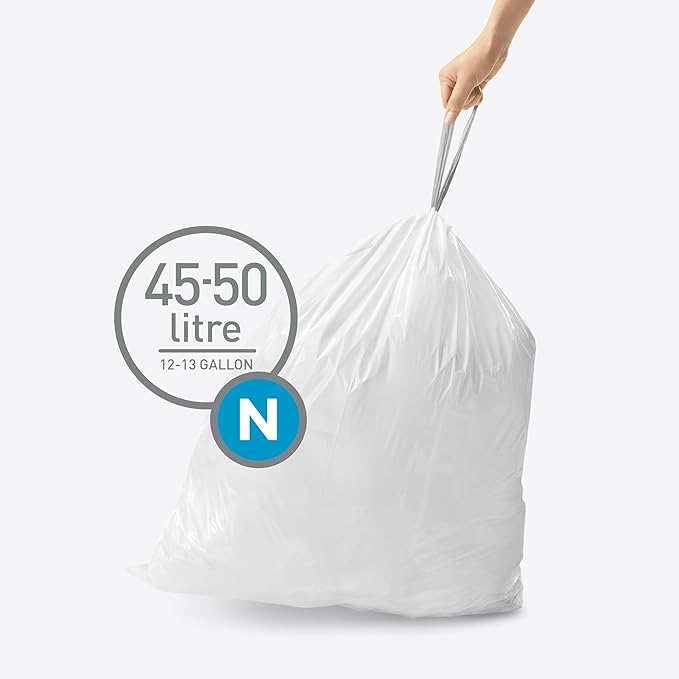 simplehuman Code N 200 Count, Dispenser Pack Custom Fit Liners, Drawstring