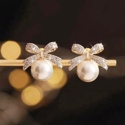 Christmas Earrings For Women Pearl Bow Earrings Xmas Jewelry Holiday Outfits Stocking Stuffers Christmas 2025 Holiday Accessories
