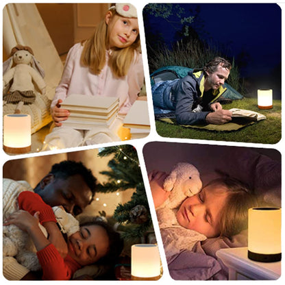 Caxmtu LED Night Light Touch Lamp Bedside Table Lamp for Kids Bedroom Rechargeable Dimmable Warm White Light + RGB Color Changing