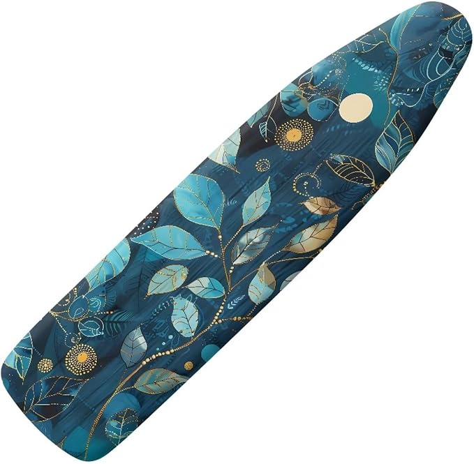 Blue Leaves Ironing Board Cover and Pad, Resist Scorching and Staining