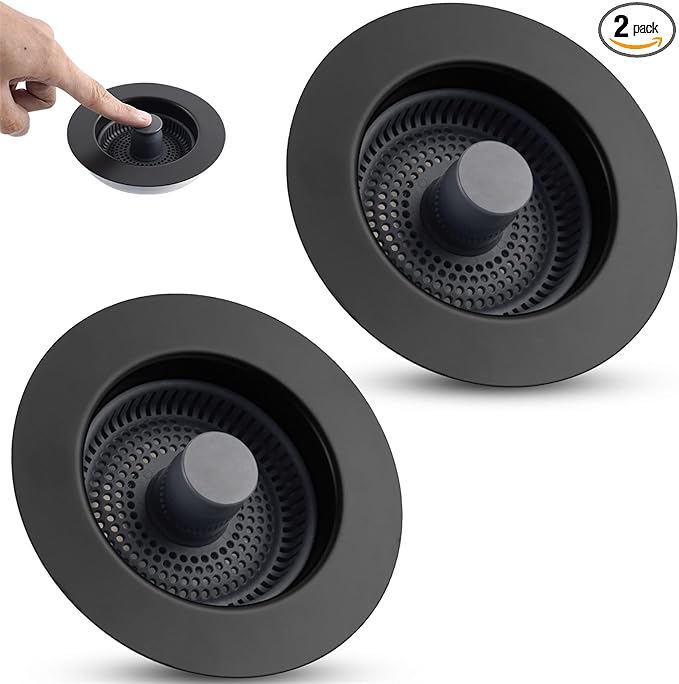 Universal 3 in 1 Kitchen Sink Drain Strainer Stopper Combo, Anti-Clog and Easy