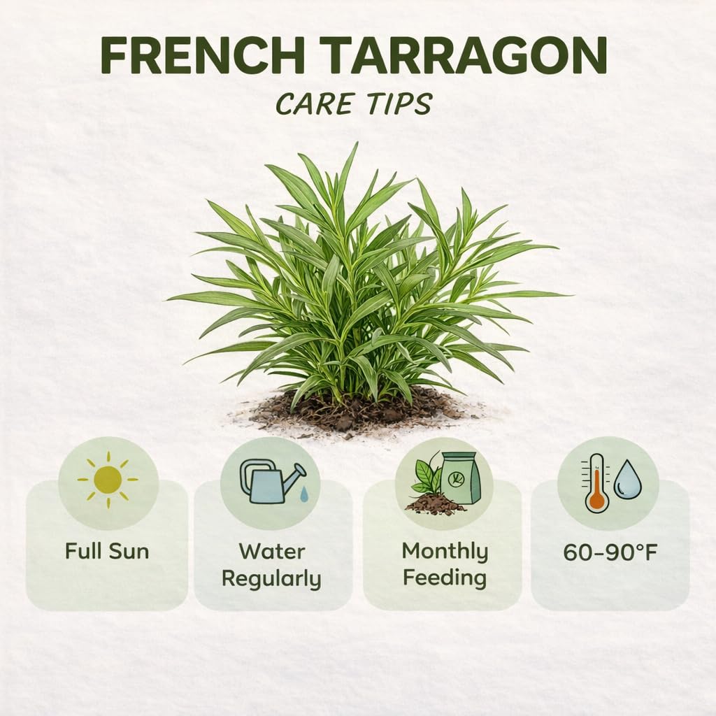 2 French Tarragon Plant Live, 4-Inch Tall Tarragon Plant, Non-GMO, Fast Growing Herb Plants for Garden Beds, Not Seeds