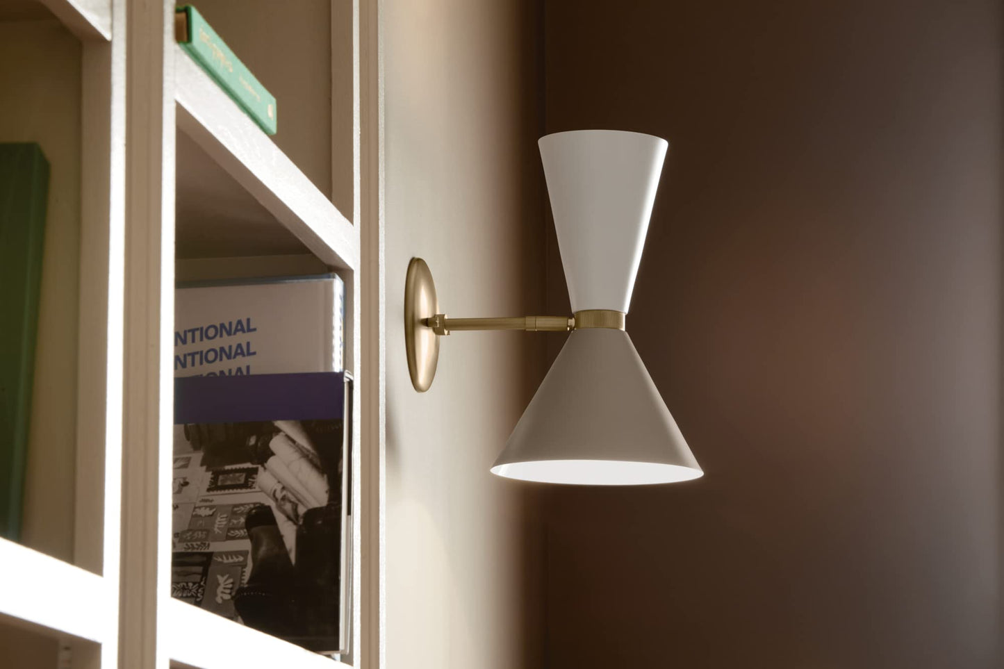 Kichler Phix 13.5 Inch 2 Light Wall Sconce in Champagne Bronze with Greige and White 52570CPZGRG
