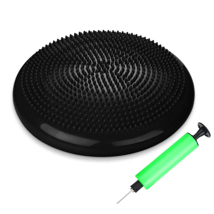 Silipull Wobble Cushion with Inflation Pump Balance Disc Stability Disc Wiggle Seat Therapy Exercise Office Chair or Sensory (Black)