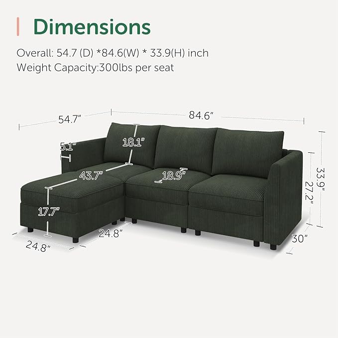 HONBAY Modular Sectional Sofa