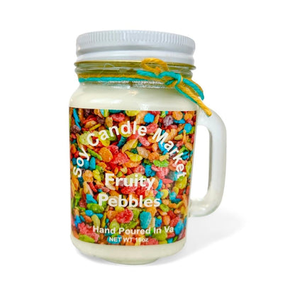 Soy Candles Fruity Pebbles Scented | Handmade & Highly Aromatic Candles Burns up to 85 Hours in Glass Jar - Perfect for Home Decor, Wedding, Birthday, Dinner (16 oz)