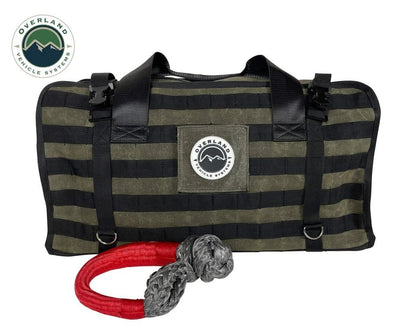 Overland Vehicle Systems Large Recovery Bag with Handle & Straps - #16 Waxed Canvas Storage - Infused with Paraffin Wax Waterproofing - Two Heavy Duty Alligator buckles and Industrial Nylon Handle
