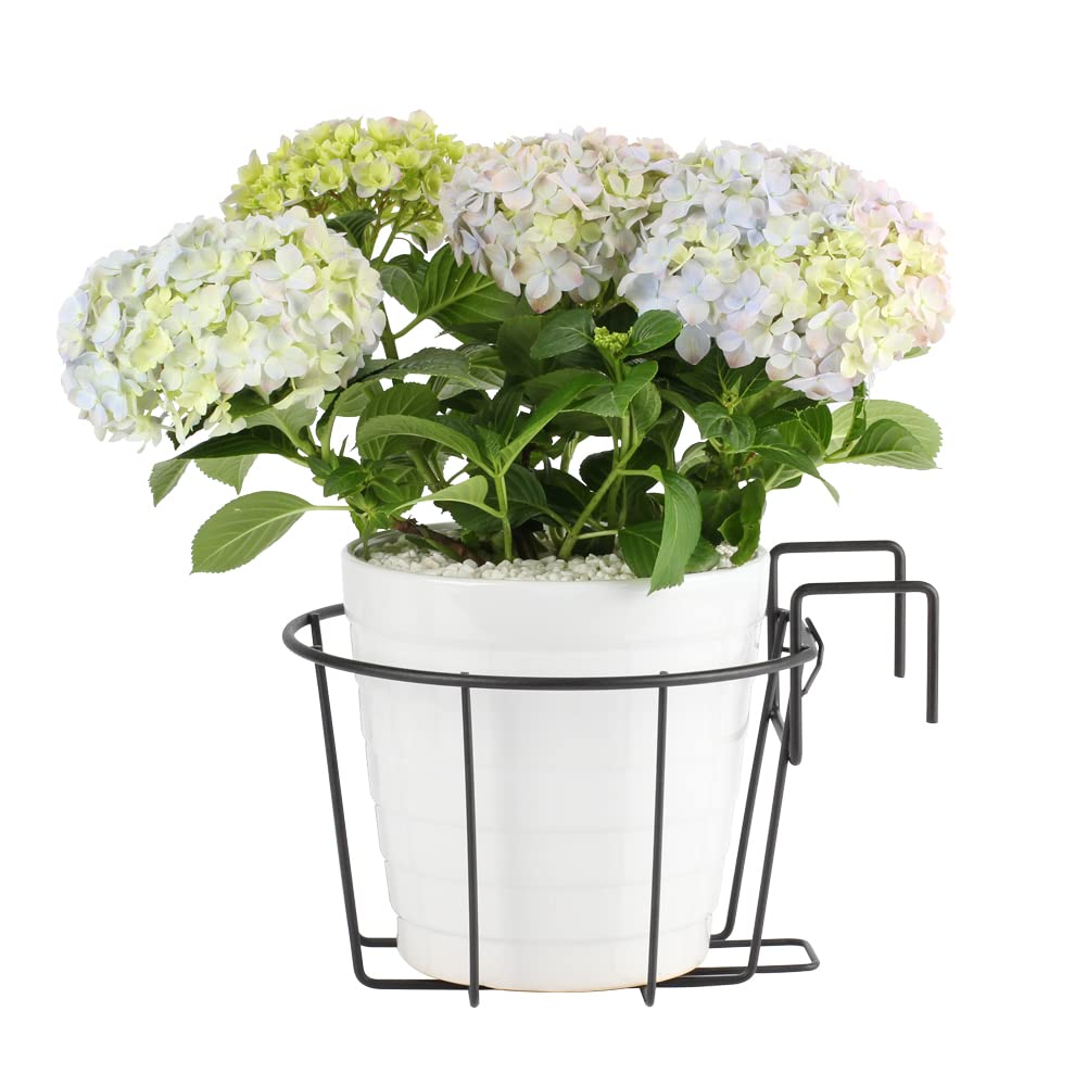 TreeLen 3Pack 10inch Railing Planter Outdoor Balcony Hanging Baskets for Plants Fence Planters Metal Potted Stand Indoor Porch Railing Planters Flower Pot Holder